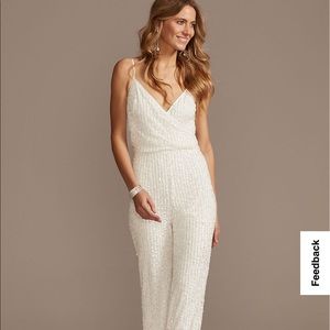 David’s Bridal Sequin Spaghetti strap blouson jumpsuit, size 6